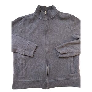 Banana‎ Republic Sweater Men's LG Blue Full Zip Mock Neck Jacket Knit Ribbed